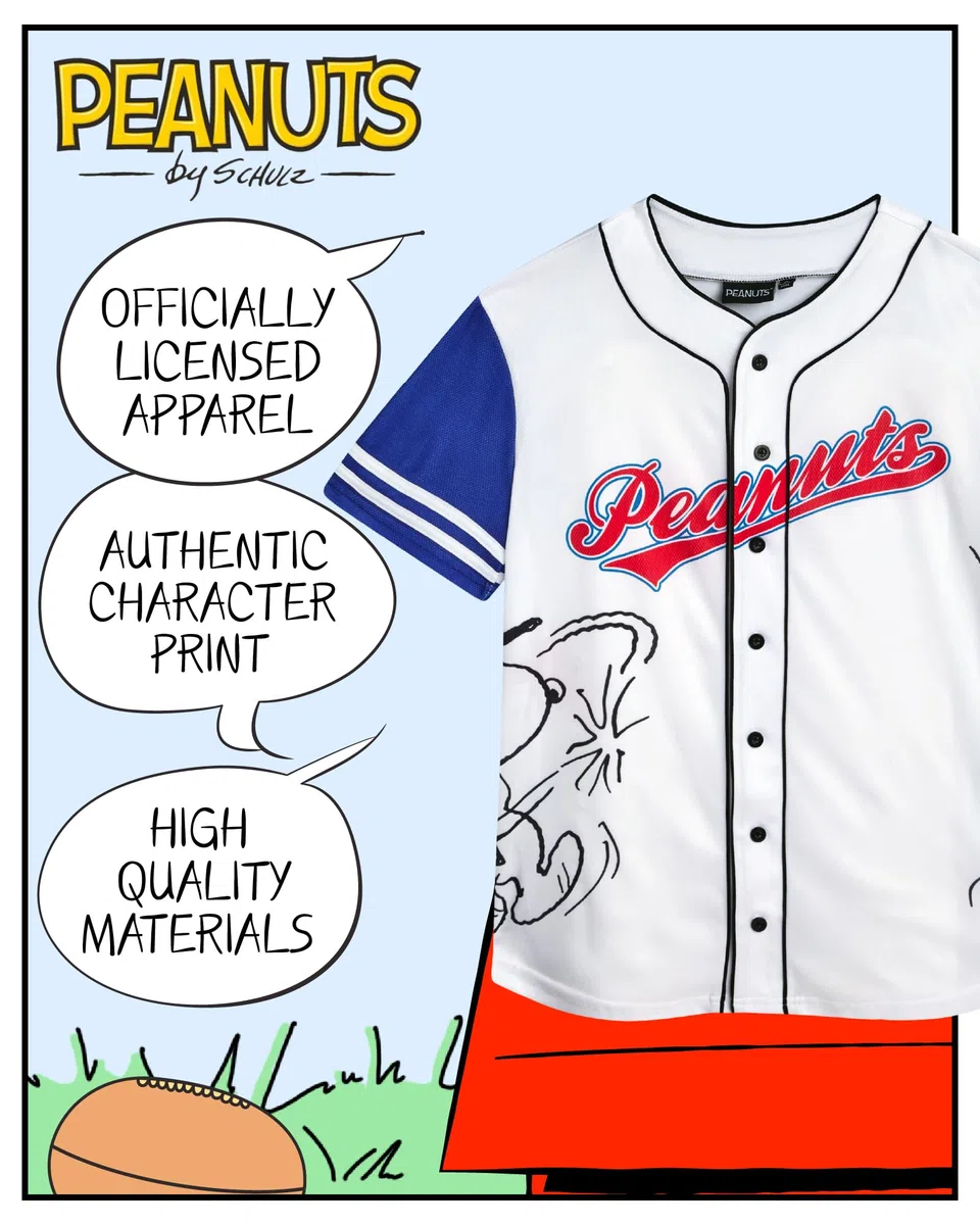 Peanuts Damen Snoopy Baseball Jersey Neuheit Mode Vintage Snoopy Shirt Jersey Top für Frauen (S-XL)
