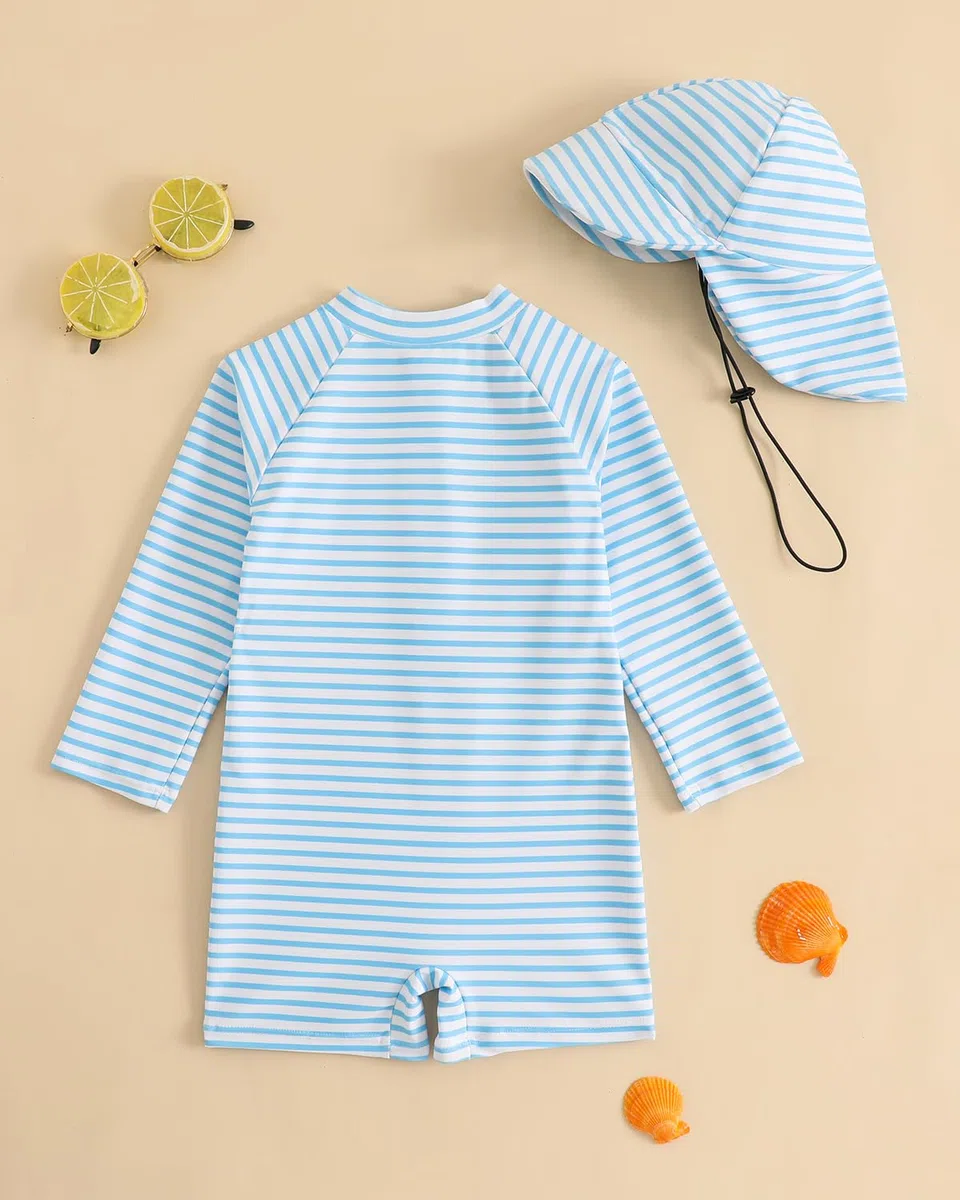 UV Kleidung Baby Badeanzug mit Hut Gr 62-98, Langarm UV Schutzkleidung Schwimmanzug Neugeborene Mädchen Junge, Kleinkind Einteiliger UV Badebekleidung Shirt