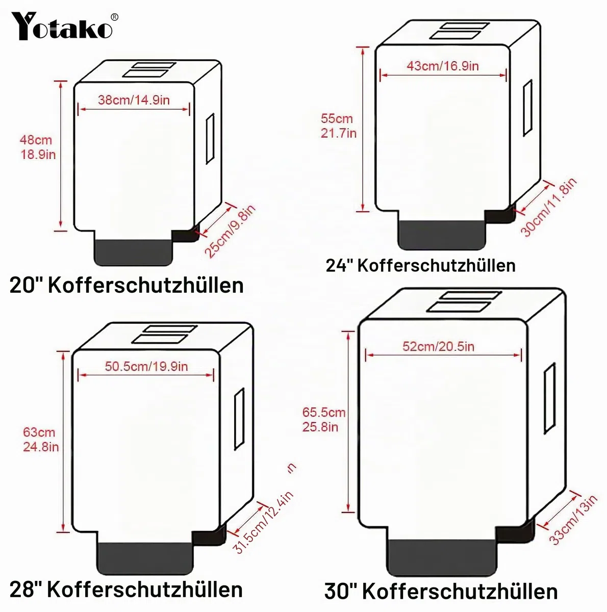 Yotako 28 Zoll Transparente Kofferschutzhülle, PVC wasserdichte SchutzhülleKoffer, Koffer-Abdeckungen Reisekoffer Schutzhülle Wasserdicht Waschbar Kratzschutz