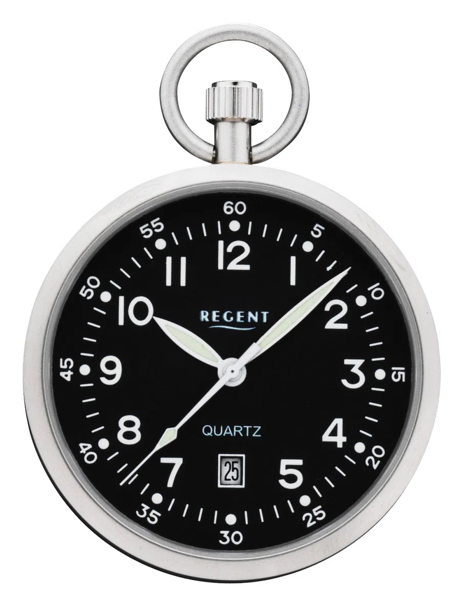 REGENT Herren Taschenuhr aus Edelstahl 43 MM Durchmesser mit einem Miyota Quarzwerk Flaches Mineralglas in verschiedenen Varianten
