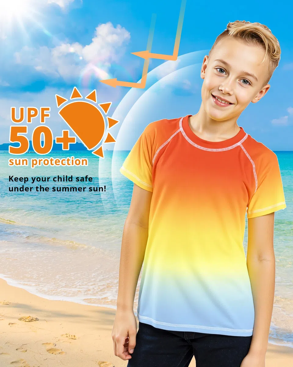 UV Shirt Jungen Kurzarm UPF 50+ Schwimmshirt Kinder für 3-11 Jahre – Schnell trocknend, Sonnenschutz