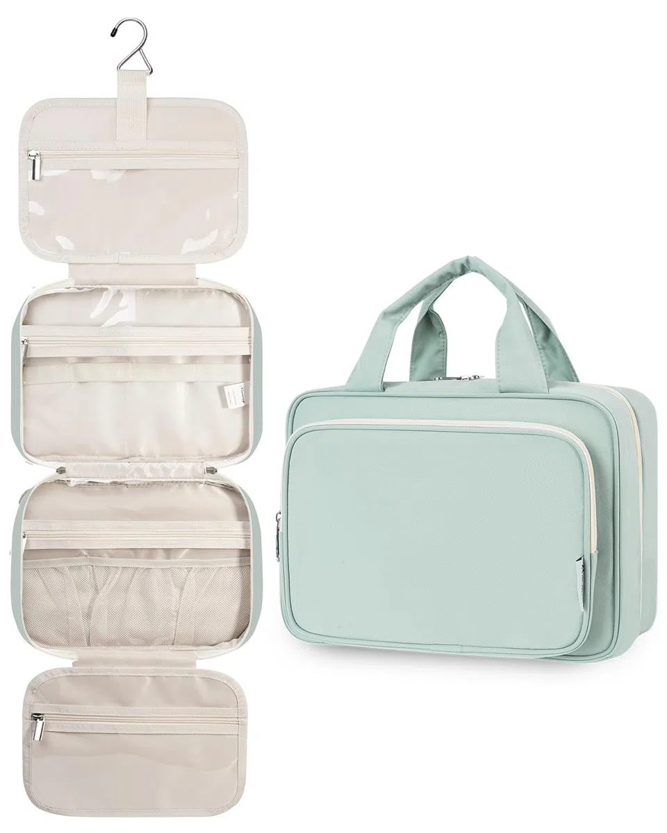 Narwey Kulturbeutel zum Aufhängen Kulturtasche Damen Waschtasche Gross Kosmetiktasche Groß Waschbeutel Kosmetik-Organizer für Damen Mädchen (Minzgrün (Groß))