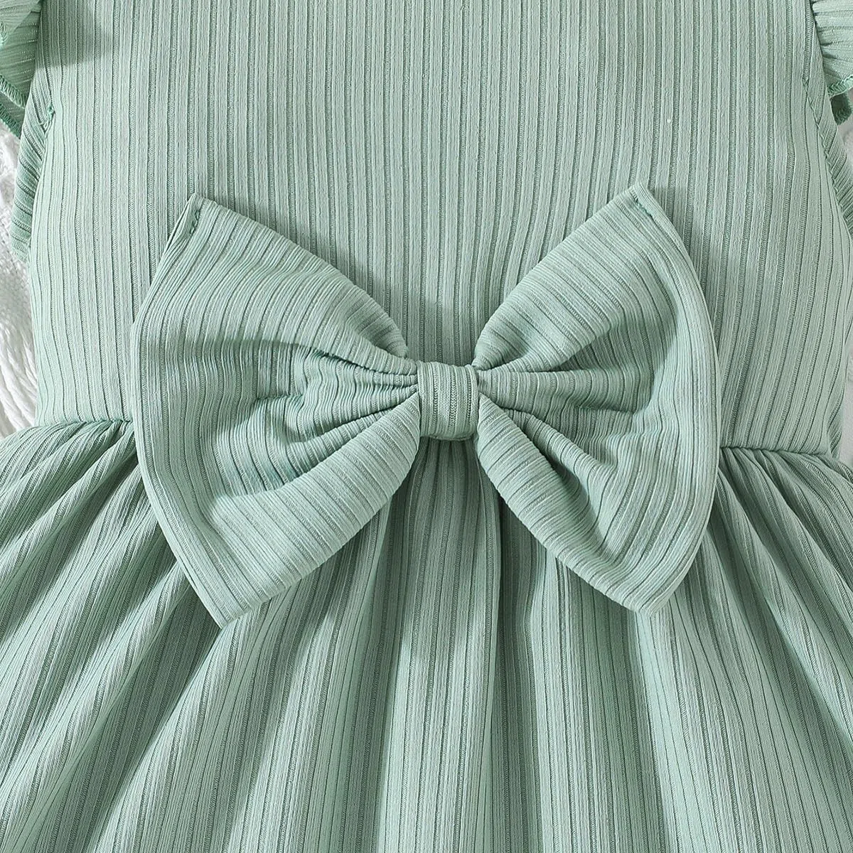 Mädchenkleid mit Schmetterlingsmuster Schleife Rüschen ärmellos süßes gepunktetes Kleid für Mädchen Sommerkleidung