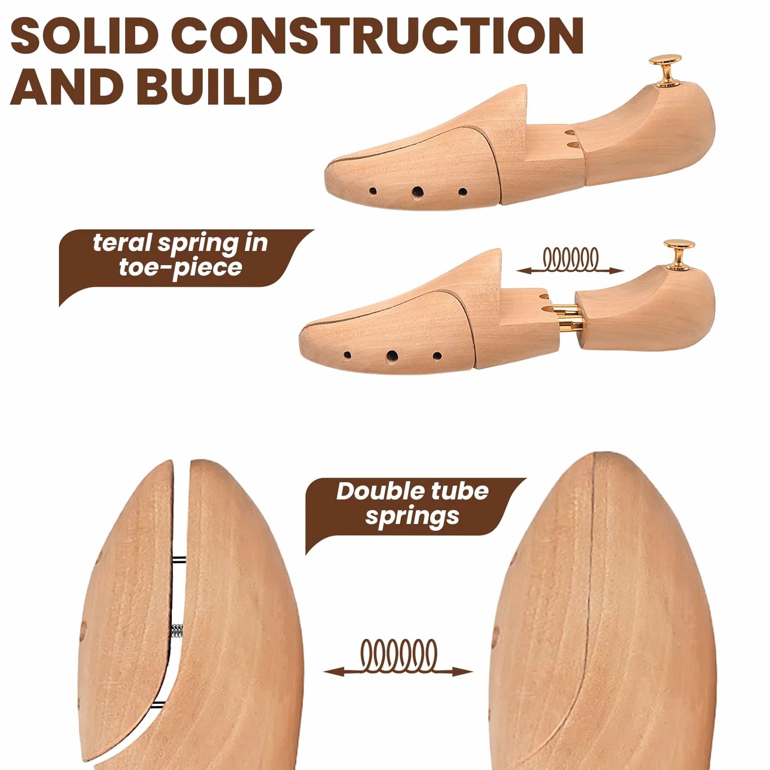 Zorplex Schuhspanner aus Kiefernholz für Herren & Damen – Premium Holz-Schuhformer und Schuhdehner – Längere Haltbarkeit & Formstabilität Ihrer Schuhe – Elegantes Design