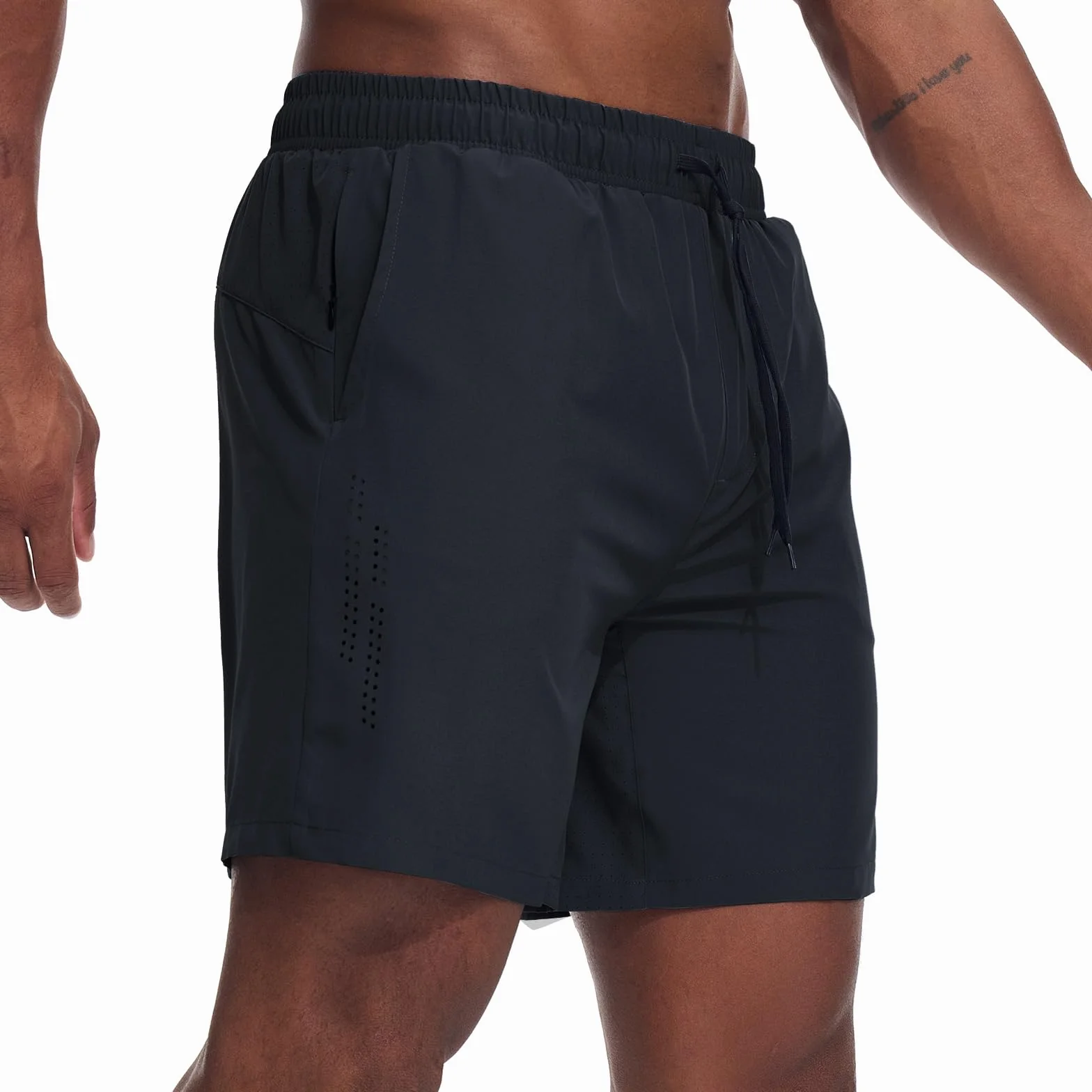 Herren Sporthose Kurz Laufshorts Kurze 2 in 1 Running Shorts Mit Eingebaut Taschen