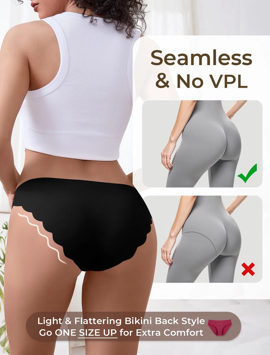 VOENXE Unterhosen Damen Nahtlos,Seamless Slips UnterwäSche Frauen,Bikini Unterhose Ohne Naht,Unsichtbar Women's Underwear No Show,Invisible Hipster Mehrpack,Sport Panties Stretch Bequeme,5er Pack Set
