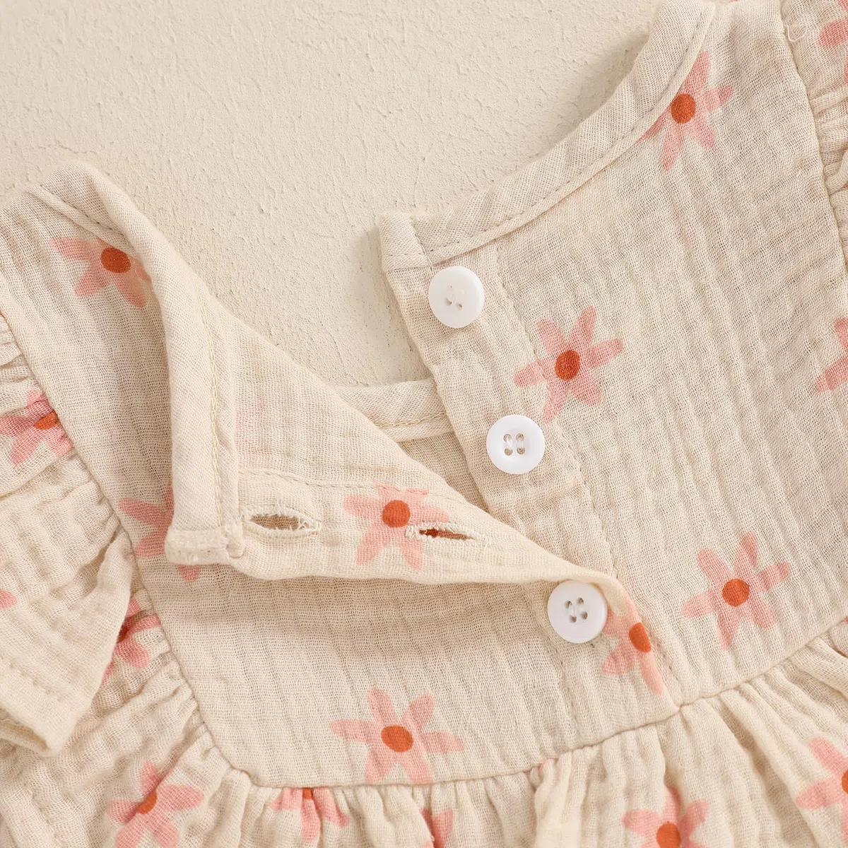 Baby Mädchen Musselin Kleidungset Kurzarm Oberteil+ Shorts Rüschen Babysets Schleife und Blumenmuster Bekleidungssets für Neuergeborene