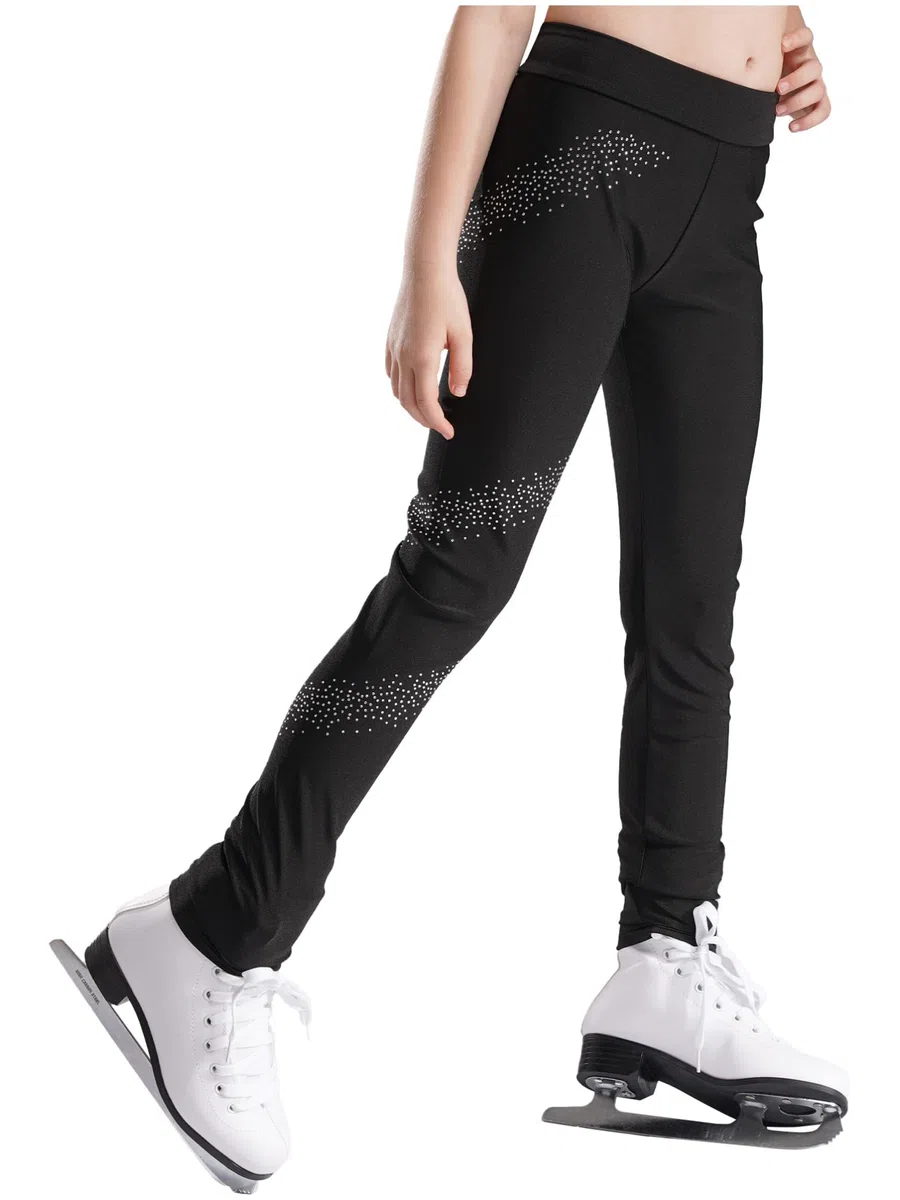 inhzoy Kinder Mädchen Eiskunstlauf Leggings Hose Mit Glitzer Strasse Stretch Sportleggins Turnhose Gymnastik Tanz Strumpfhose