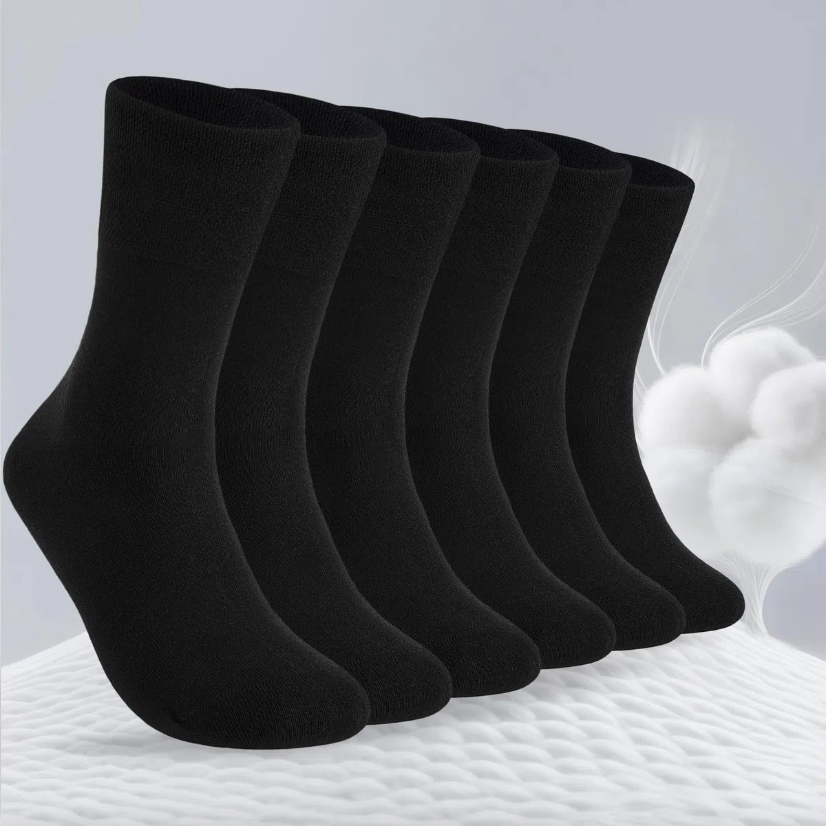SockWaddles 6 Paar Diabetikersocken ohne Gummibund & ohne Naht 97% Baumwolle, Diabetiker Socken mit Komfortbund Hautfreundlich & Atmungsaktiv baumwollsocken für Damen Herren
