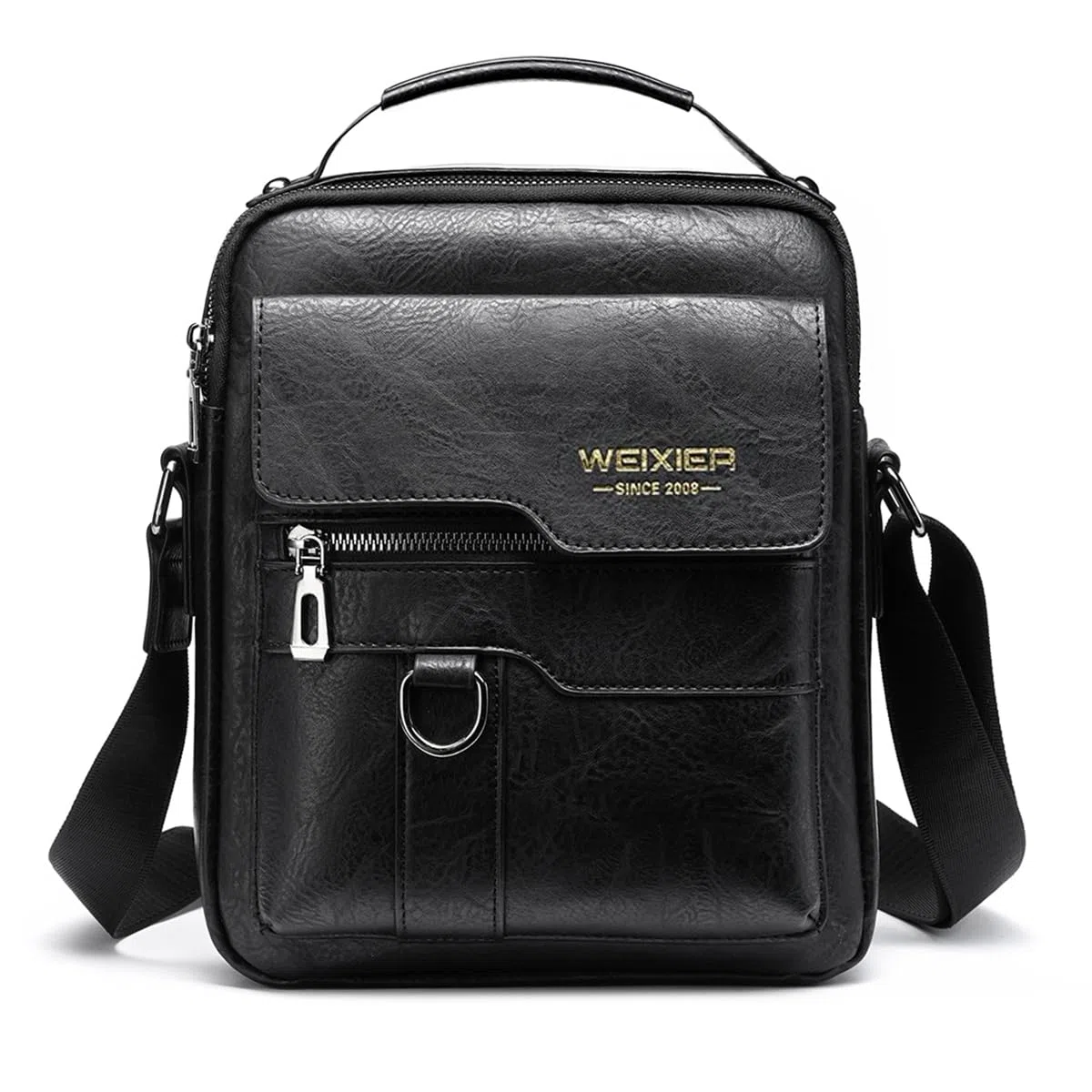 ANPTER Umhängetasche PU Leder Herren Schultertasche Herrentasche Shoulder Bag Seitentasche Crossbody Vintage Umhängetaschen Handytasche Messenger Bag Umhängen Tasche Man (Schwarz Schultertaschen)