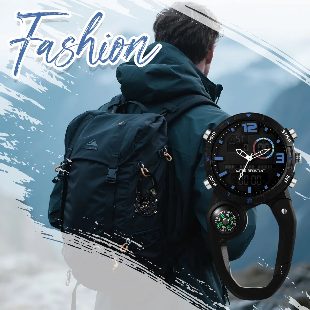 JewelryWe Taschenuhr mit Karabiner Befestigung Leuchtendes Gesicht Analog Quarz Uhr für Ärzte Krankenschwestern Sanitäter Köche