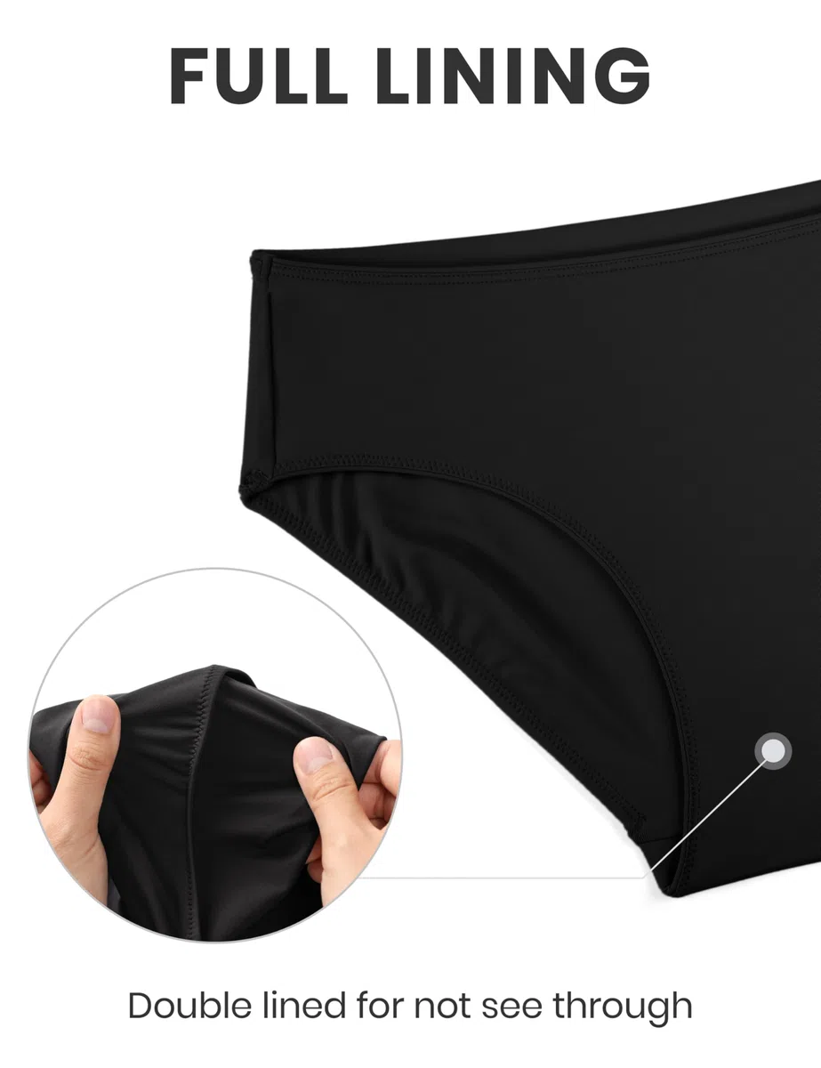 CRZ YOGA Damen Bikini Unterteile Mittlerer Aufstieg Voll Gefüttert Baden Swimsuit Basic Swim Surfen Slips