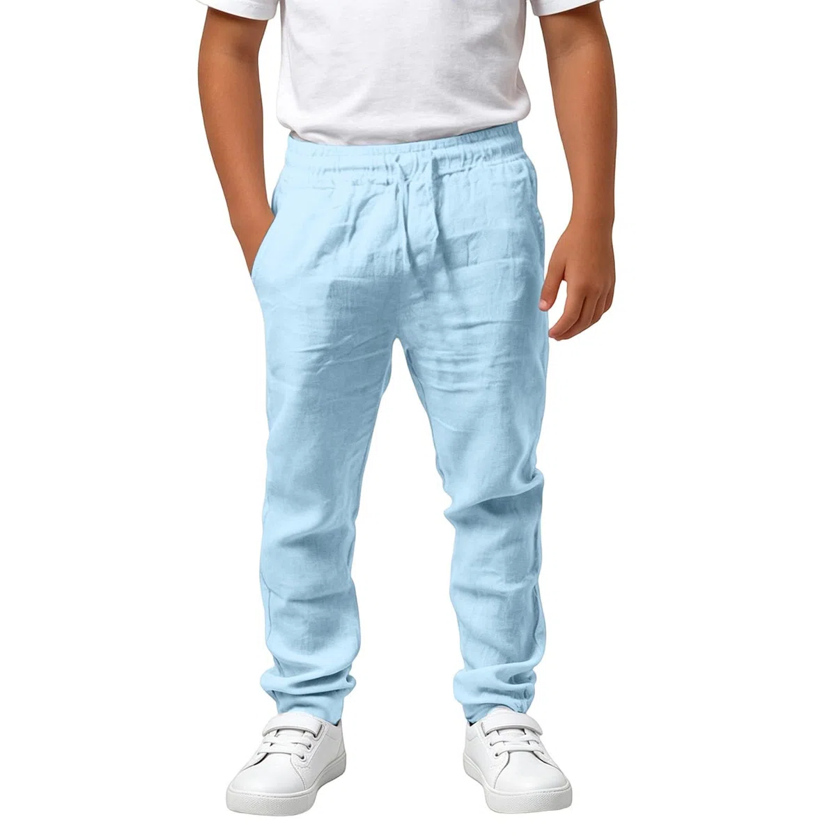 Leinenhose Jungen Musselin Hose Kinder Baumwolle Leinen Hosen mit Elastischem Bund Jogginghose Leicht Lockere Sommerhose Einfarbig Atmungsaktiv Strandhose Freizeithose Haremshose Outdoorhose