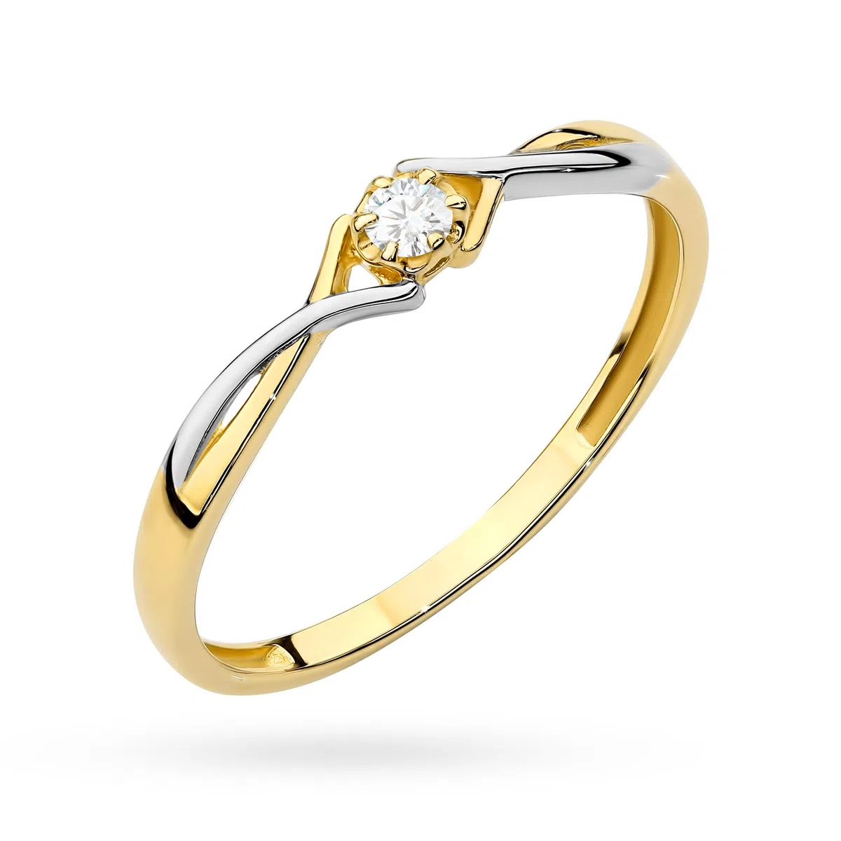 MARKO Gold Ring 8 Karat 333 Zirkonia Zweifarbige geschwungene Fassung