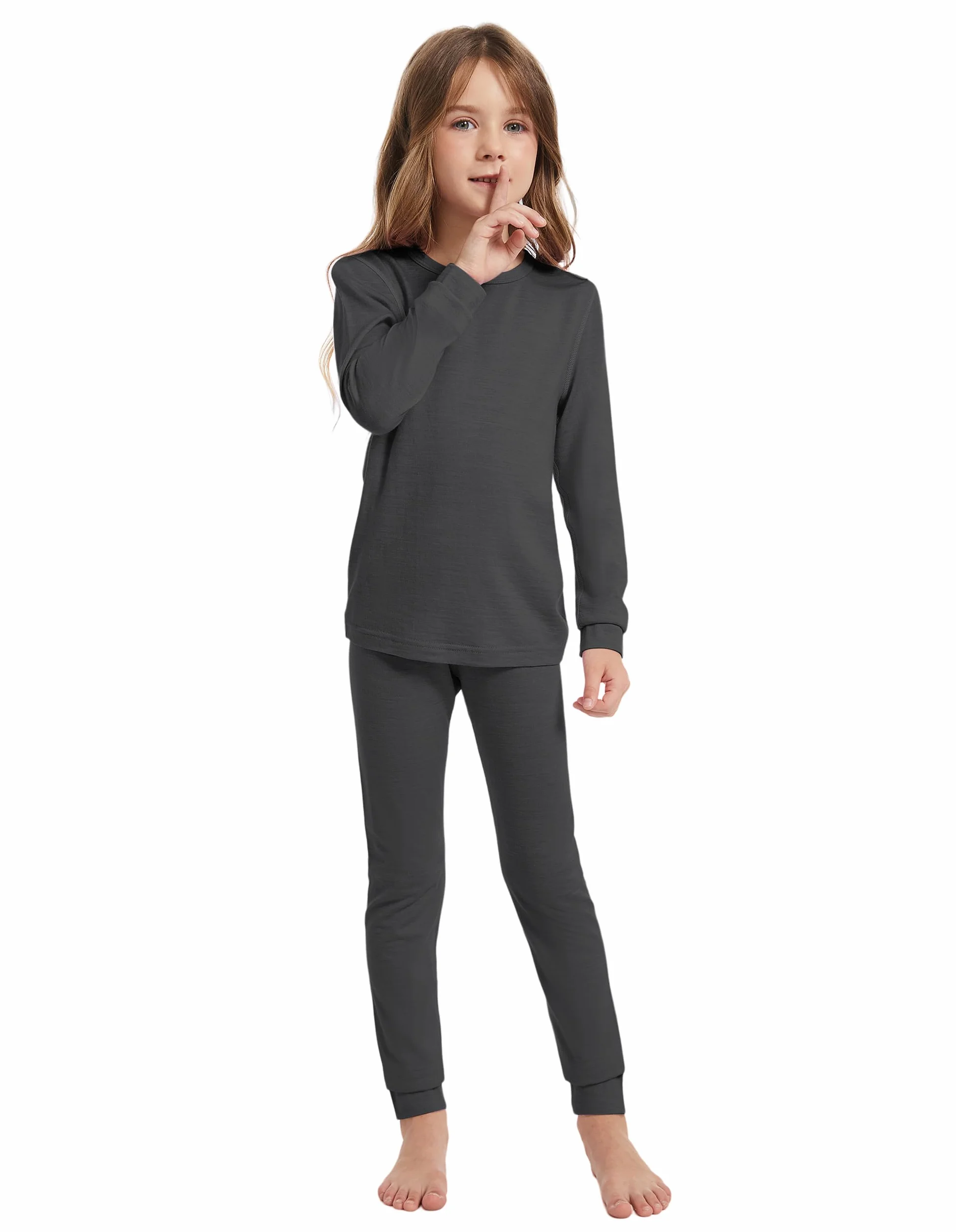 Thermounterwäsche Kinder Unisex, 100 % Merinowolle Set für Jungen & Mädchen, Skiunterwäsche Winter, Warm & Bequem