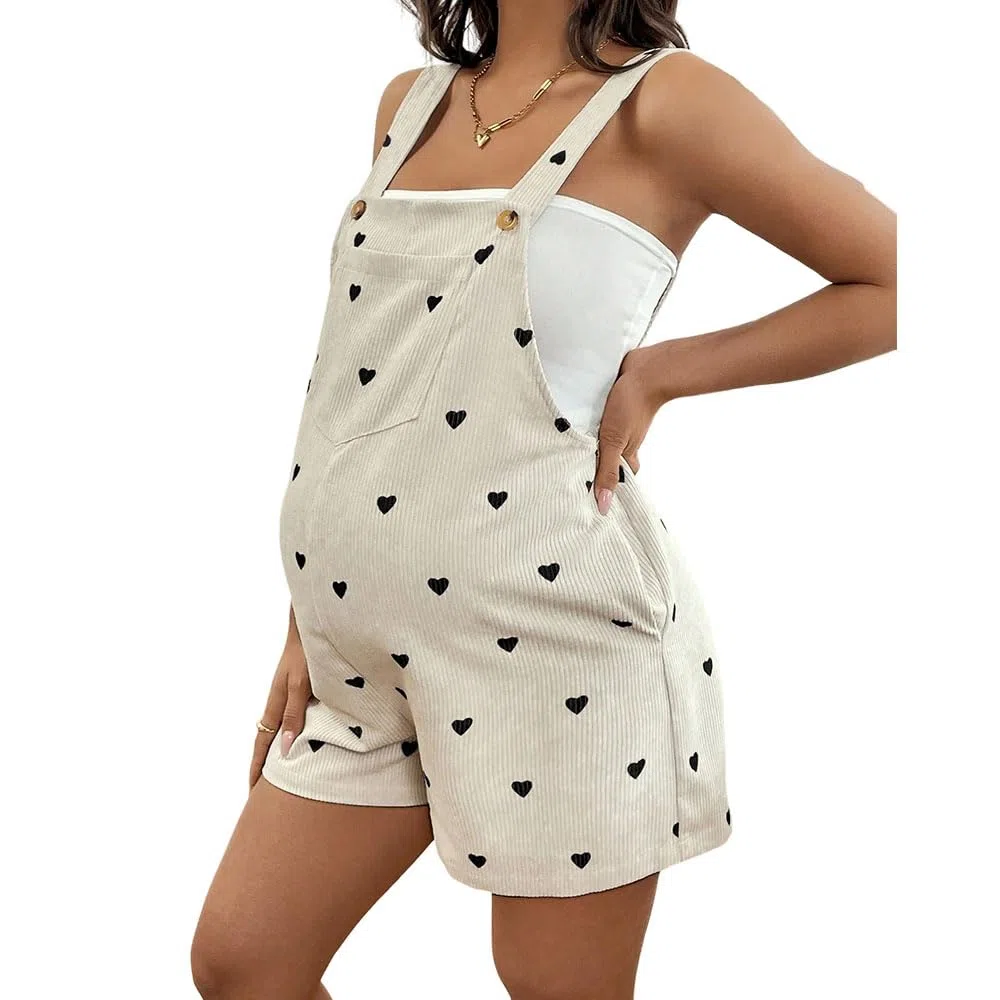 Umstandsoverall Shorts für Damen, Cord Umstands Overalls Locker Elegant Schwangerschaft Weites Bein Umstandsbody Einteiler für Schwangere