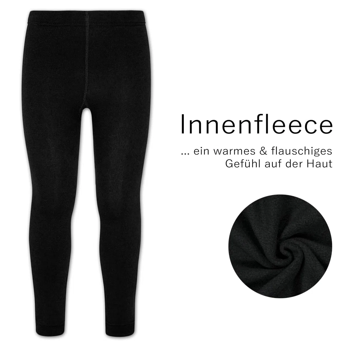Kinder Thermo Leggings (2er Multipack) Schwarz mit Fleece