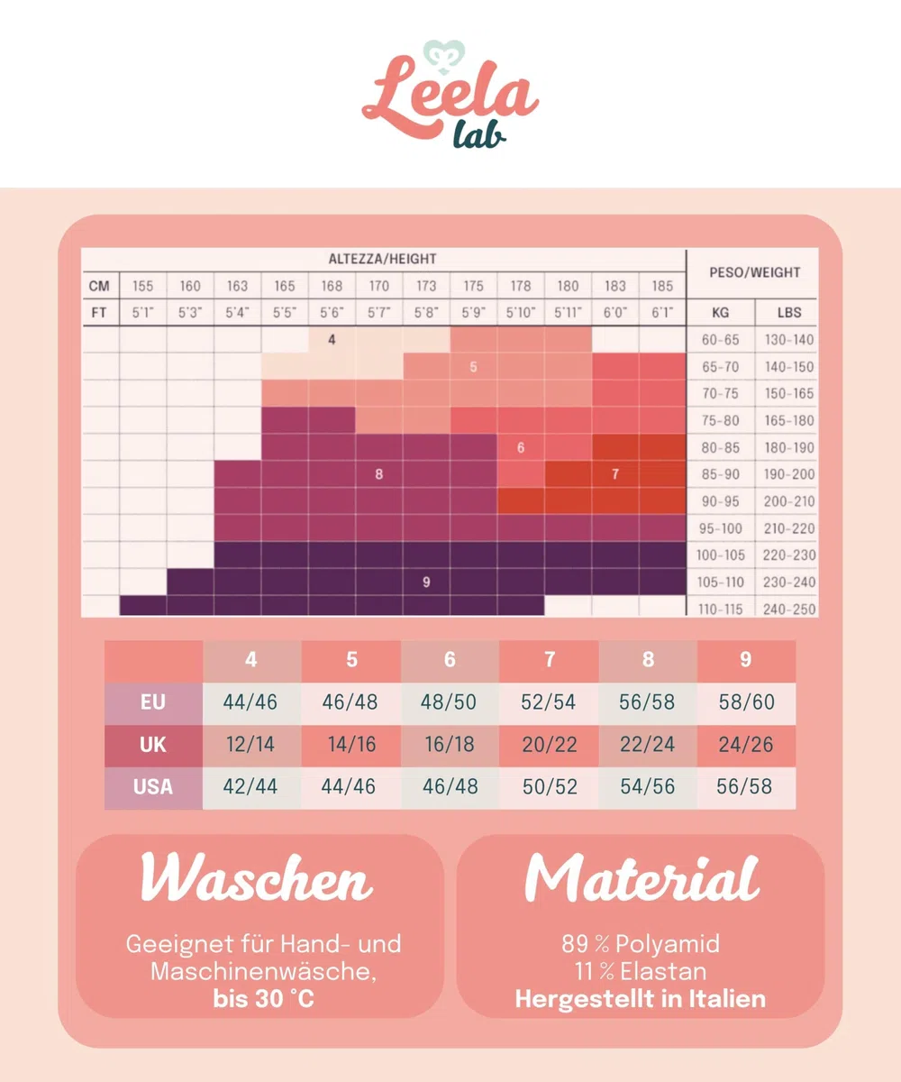LEELA LAB, 90-Denier-Unterziehshorts Gegen Wundscheuern, Shapewear für Damen in Übergrößen, Hoch Tailliert, Bauch-Weg-Effekt, Made in Italy