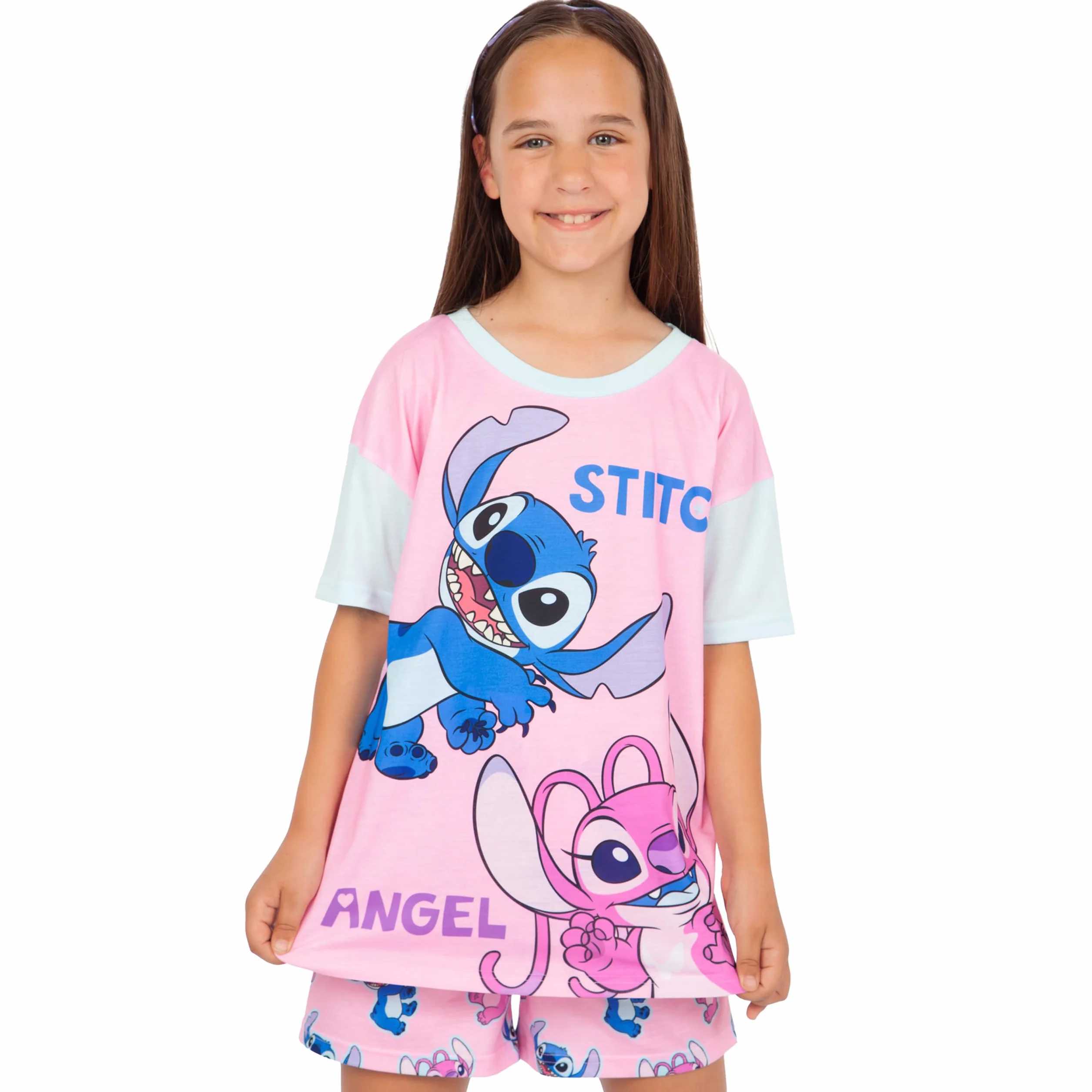 Disney Schlafanzug | Stitch Pyjama Mädchen | Madchen Schlafanzug Kurz