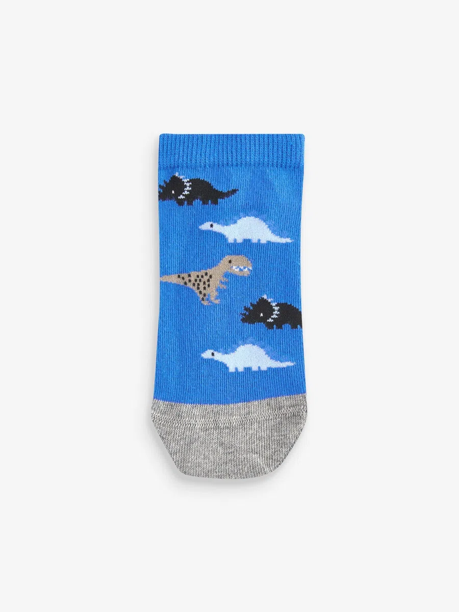 NEXT Jungen Sneaker-Socken mit hohem Baumwollanteil, 7er-Pack Blue Dinos 26.5-30.5