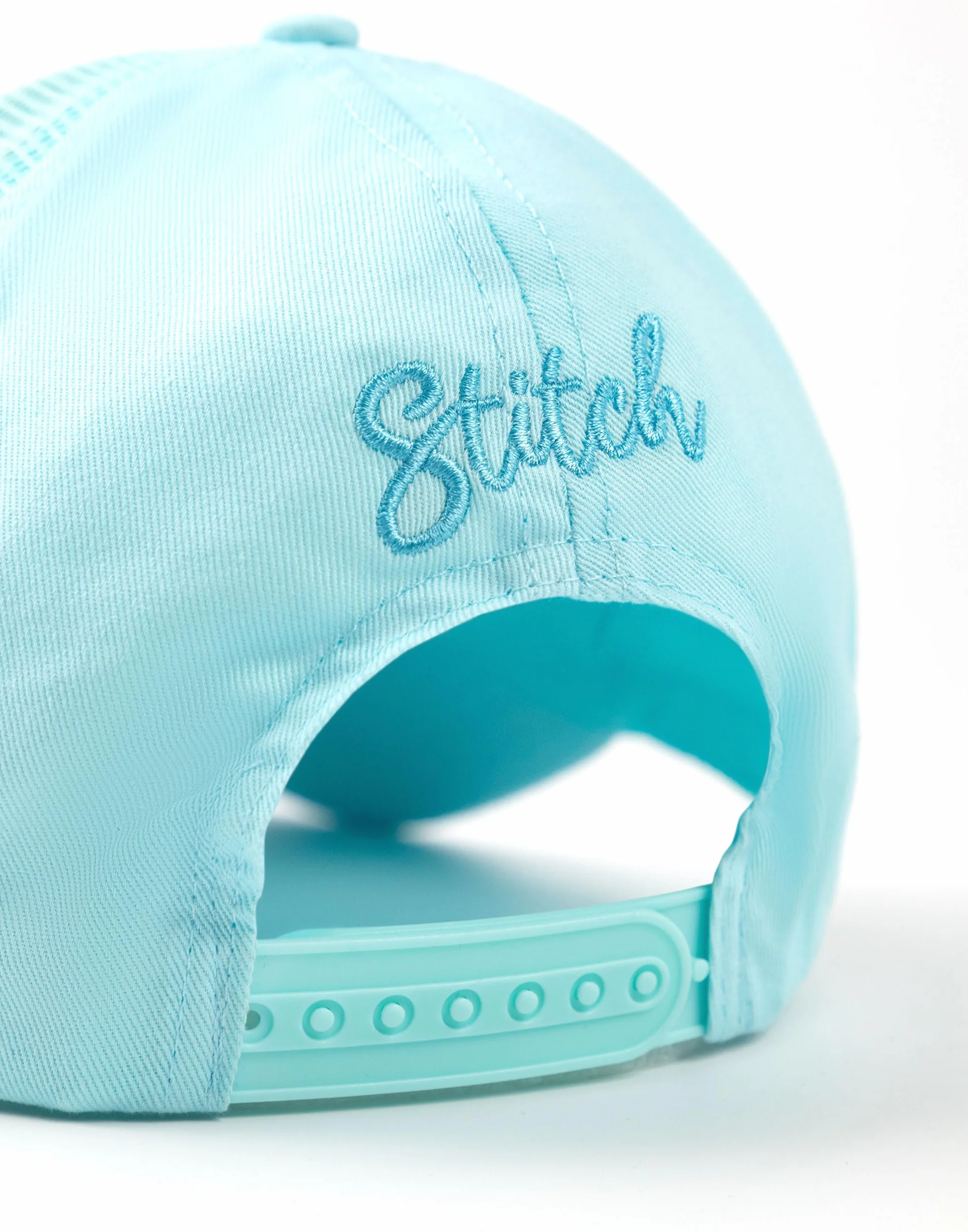 Disney Lilo & Stitch Baseballkappe für Mädchen, verstellbar, Hellblau, Freizeitkleidung, Mütze mit Stichgrafik, Stitch Merch, Netz-Sonnenschutz, gebogener Schirmmütze, Charakter-Accessoire für Kinder