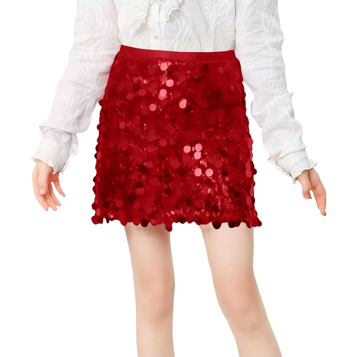 Pailletten Rock mädchen Glitzerrock Mädchen Pailletten Rock Elastischer Bund Funkelnde Glitzer Plissee Skorts mit Futter für Kinder Tanz Prinzessinnen Kleid