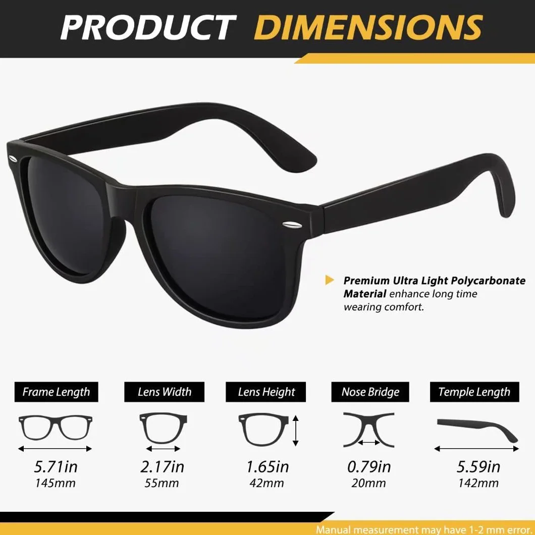 LINVO Sonnenbrille Herren Damen Polarisiert Retro Stil Rechteckig Vintage Klassisch Unisex UV400 Cat 3 CE