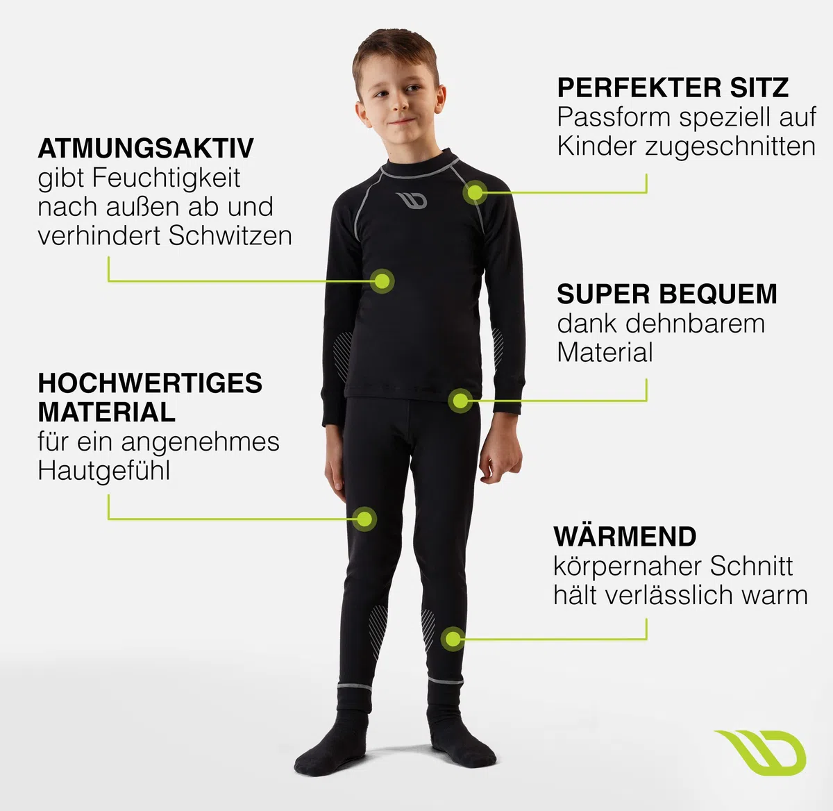 Skiunterwäsche Set für Kinder | Atmungsaktive Thermounterwäsche für Fußball, Skifahren | Funktionsunterwäsche für Jungen und Mädchen | Thermohose und Thermounterhemd