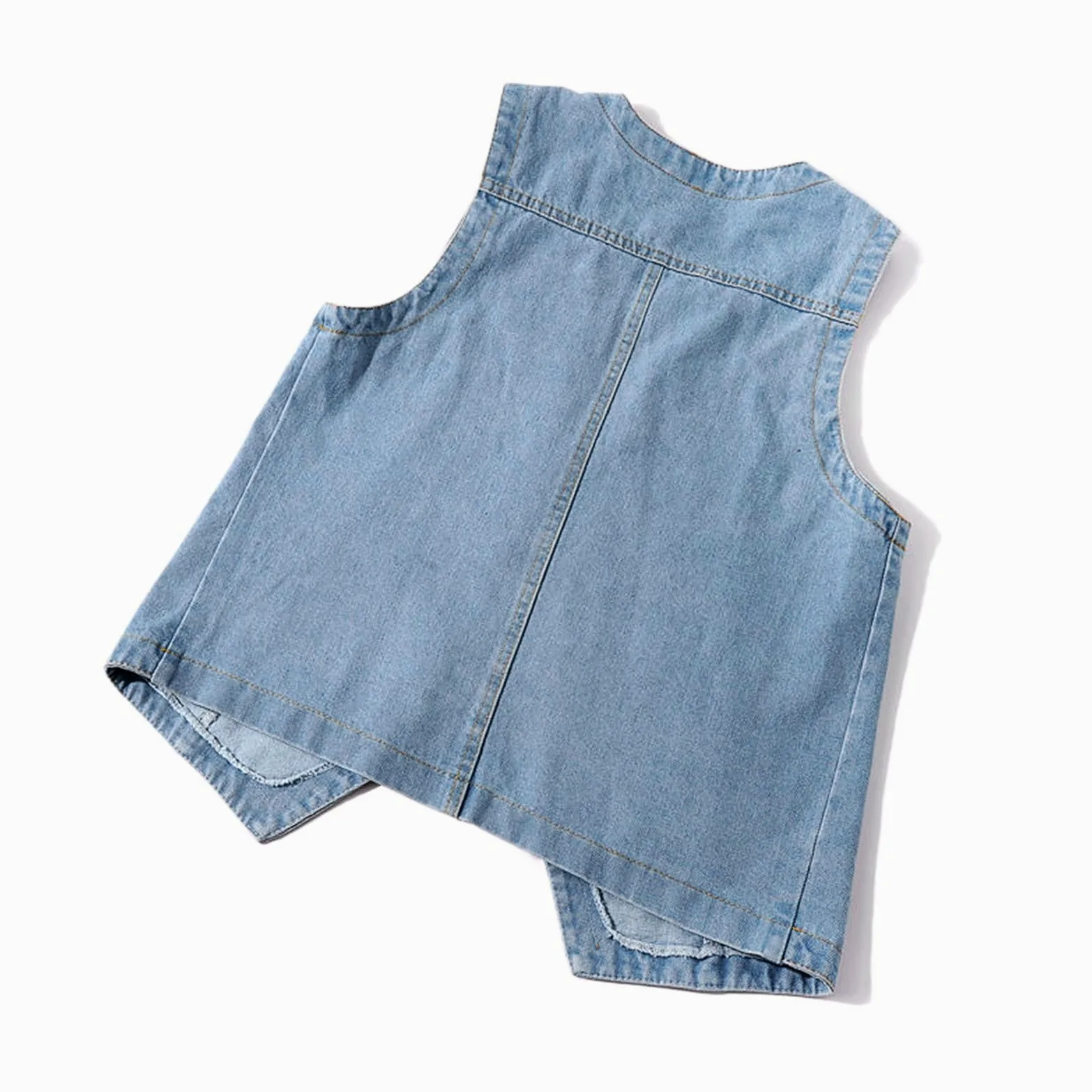 Generisch 2025 - Ärmellose Damen-Jeansweste Denim mit V-Ausschnitt Knopfleiste Winter Mantel Für Gefüttert (Blue, XXL)