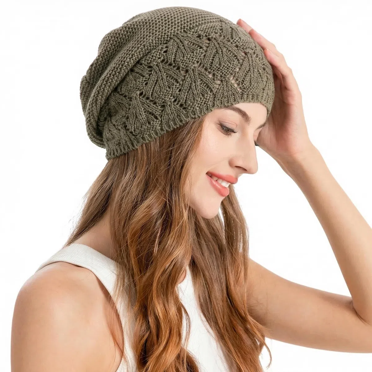ZLYC Damen Sommer Strickmützen Handstricken Häkelmütze Vintage Beanie Mütze