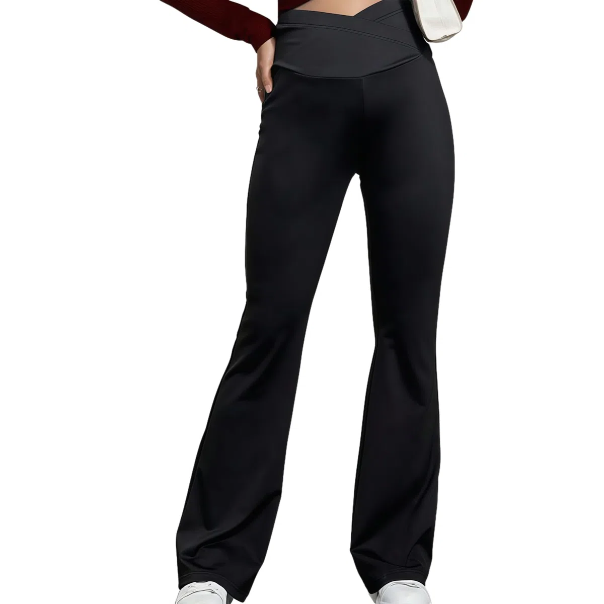 MANJIAMEI Weite Umstands Hose für Frauen Hoher Bund Weich Dehnbare Bauchbedeckende Schwangerschaftshose Trainings Sportbekleidung Freizeit Loungewear Weite Flared Hose