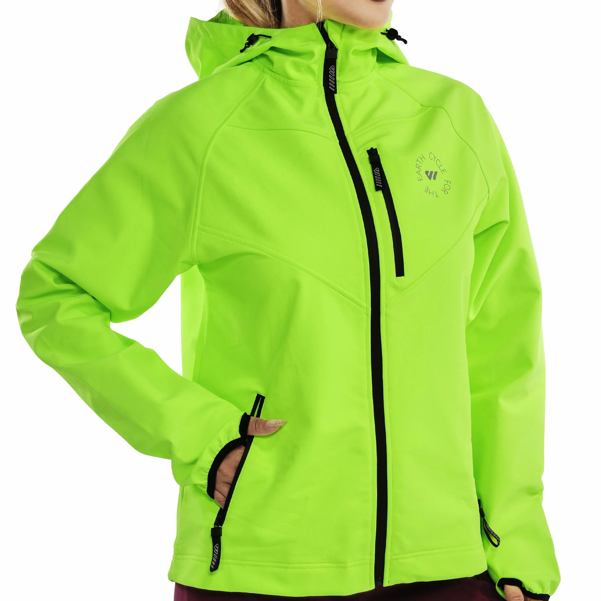 Wulibike Softshelljacke Damen Wasserdicht Fahrradjacke Fleece Laufjacke Atmungsaktive Funktionsjacke Winddicht Wanderjacke Mit Kapuze Warm Windbreaker