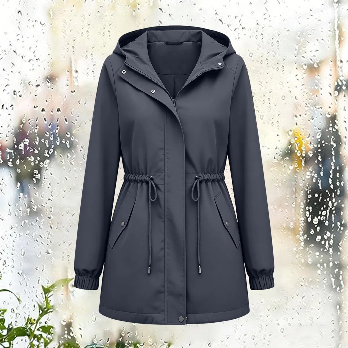 Damen Regenjacke Wasserdicht Übergangsjacke Outdoor Herbstjacke Motorrad Jacke Einfarbige Oberteil Casual Sportjacke Windjacke Leicht Windjacke Dünn Windbreaker