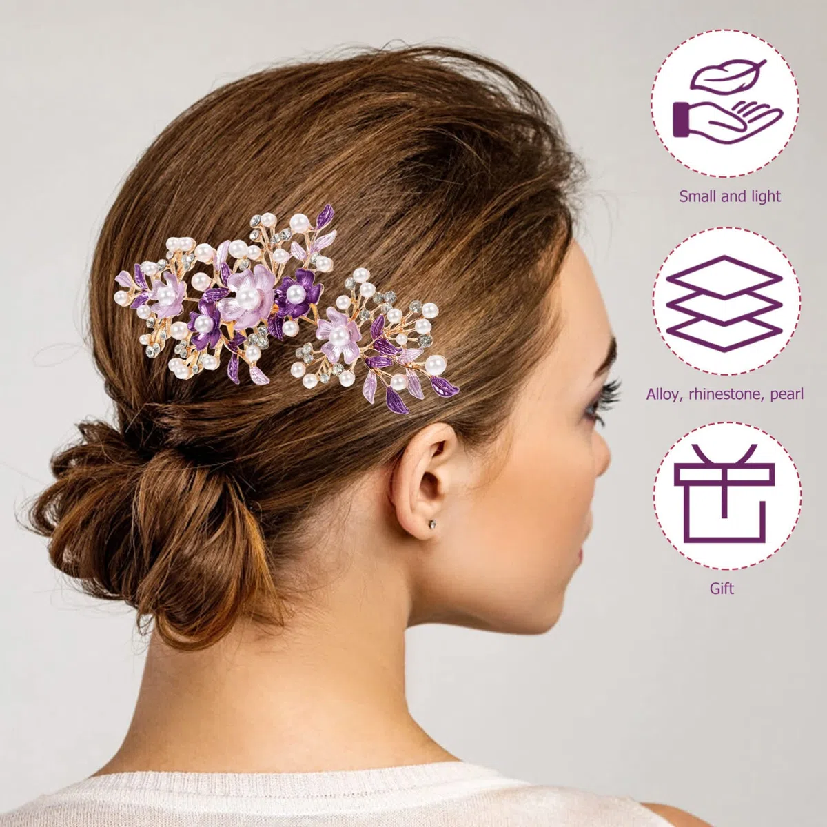 Kichvoe Braut Haarkamm Mit Perlen Und Floralen Blumen Eleganter Seitenkamm Für Hochzeit Leichtes Haarschmuck Zubehör Für Brautjungfern Und Festliche Anlässe 6.10X2.76X0.39 Zoll