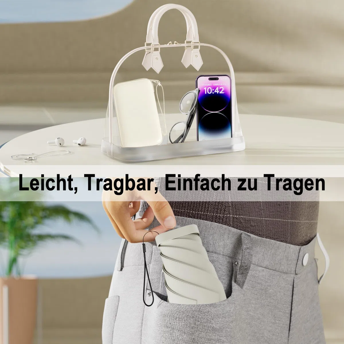 Kompakter Mini-Reiseschirm, aus umweltfreundlichen Materialien, ultraleicht, sonnen- und regenbeständiger kleiner Regenschirm, Taschenschirm, Geschenk