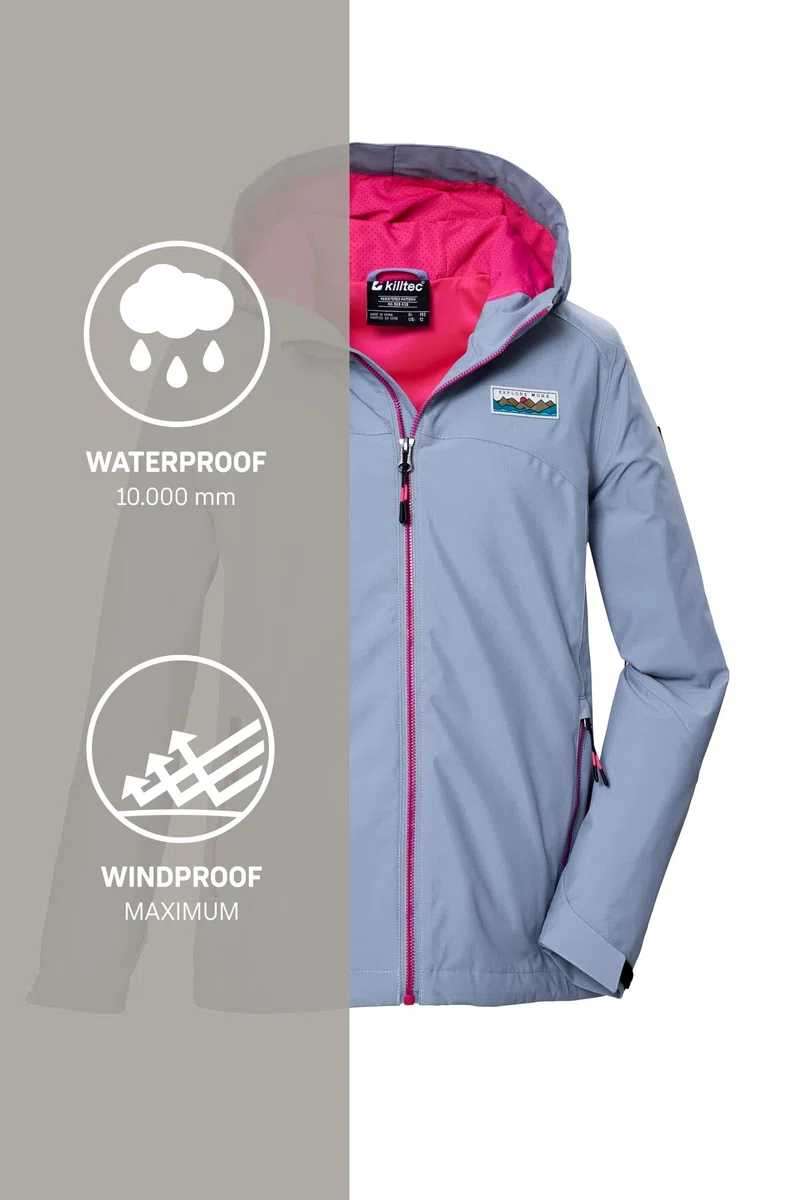 Killtec Mädchen Kos 146 Grls Jckt Funktionsjacke ist wasserdicht/Regenjacke mit Kapuze