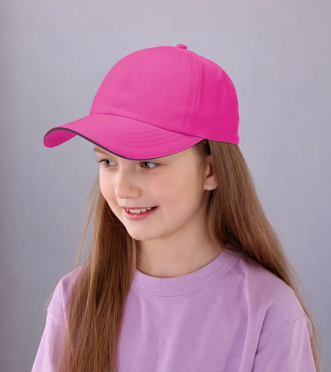 Mädchen-Hut mit überkreuztem Pferdeschwanz, reflektierend, leicht, Baseballkappe für Kinder, schnell trocknend, Netzstoff, Sportmütze für Alter 7–12 Jahre