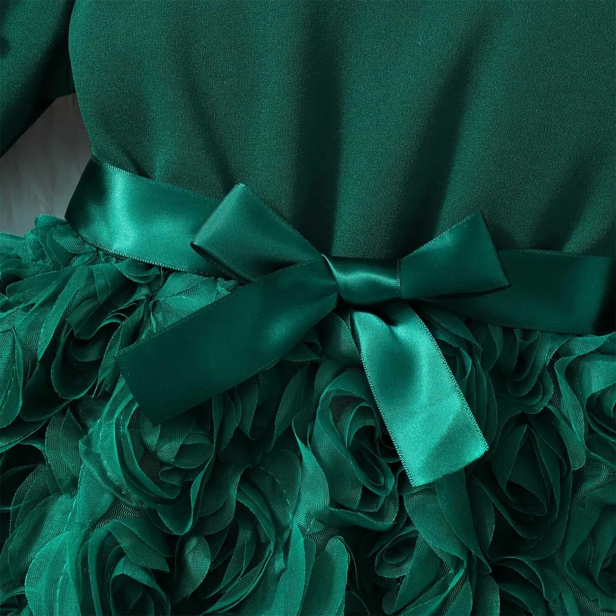 Kleider für Mädchen Rundhals Kleid Langarm Einfarbig Freizeitkleid Netz Tutu Elegant Sommerkleid Mädchenkleid A-Linie Midikleid Bogen Sommer Kleid Langarmkleid Kinder Kleider Dress 2-8 Jahre