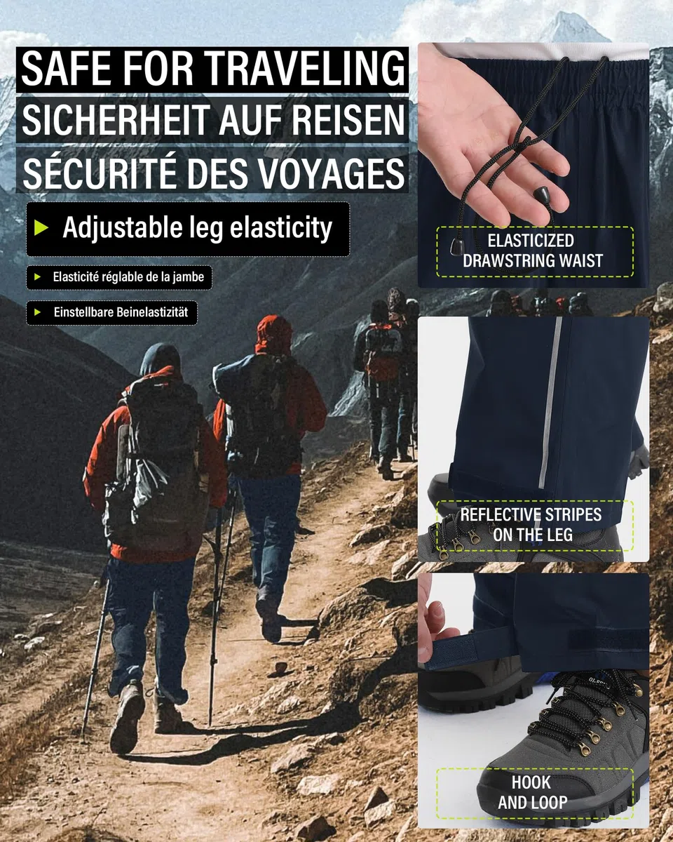 Coutyuyi Regenhose für Herren wasserdichte Leichte Überziehhosen Verpackbare Winddichte Outdoorhose zum Golf Arbeit Wandern