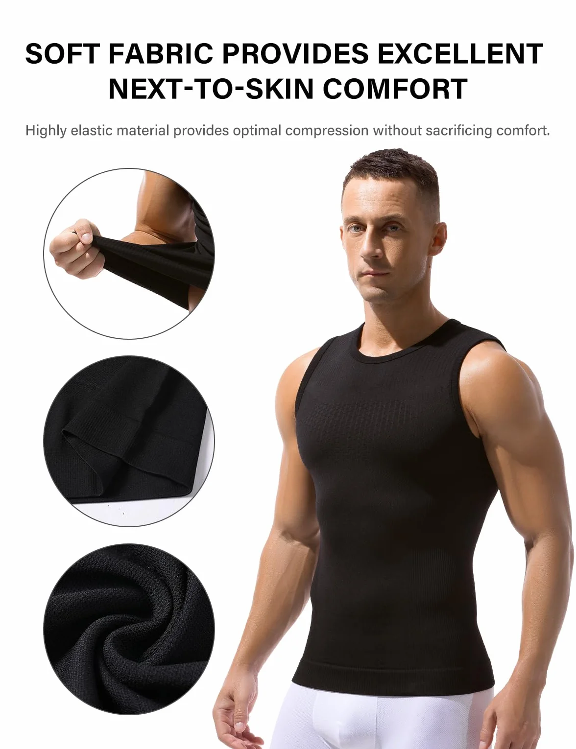 Casey Kevin Shapewear Herren Bauchweg Tank Top Herren Elastische Body Shaper Tight Unterhemden Ärmellos für Einen Flacheren Bauch