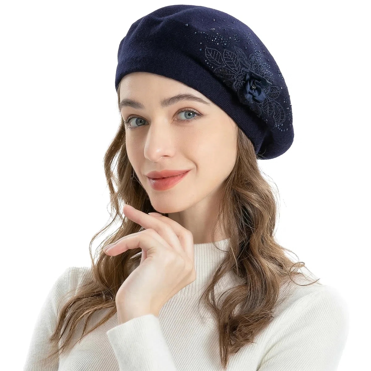 ZLYC Baskenmütze für Damen, französisch, wendbar, Kaschmir, Baskenmütze