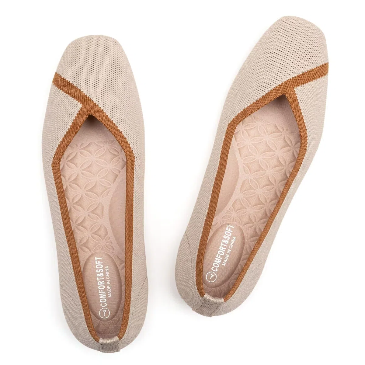 Frank Mully Damen Flache Schuhe mit quadratischer Zehenpartie, Bequeme Flache Strickschuhe, Arbeitsschuhe für Damen