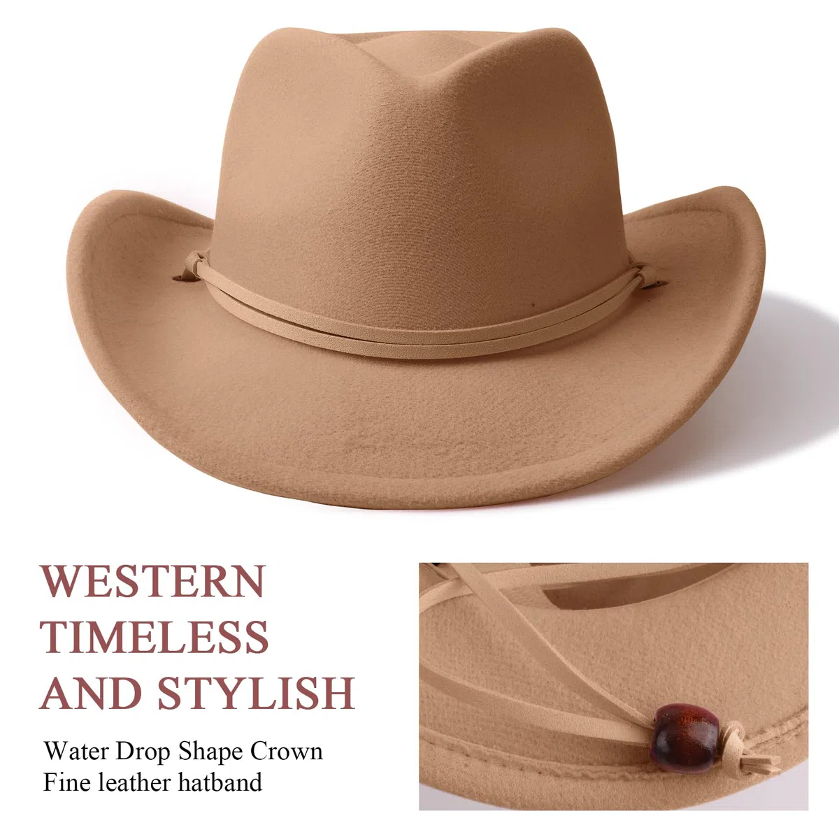 DRESHOW Cowboyhut Kinder Jungen Mädchen Fedora Hut Western mit Schnalle Gürtel Retro Panama Hüte Unisex Aufgerollte Mützen 4-12 Jahre
