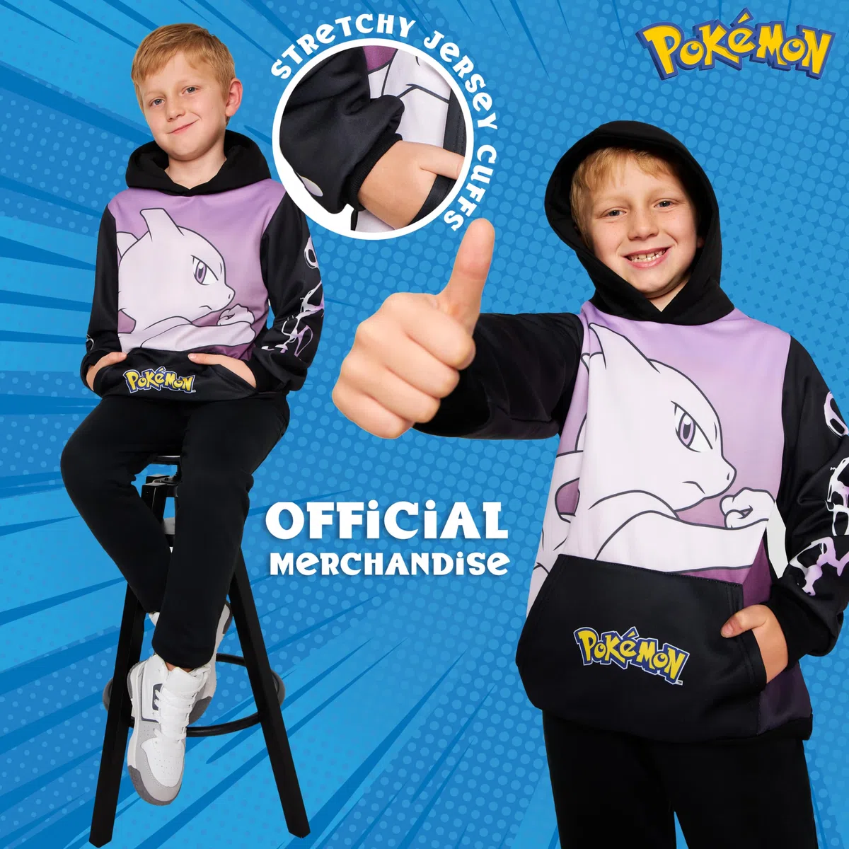Pokemon Pullover Jungen Hoodie, Pikachu Kapuzenpullover für Mädchen, Langarm mit Kängurutasche, Geschenke für Kinder Teenager