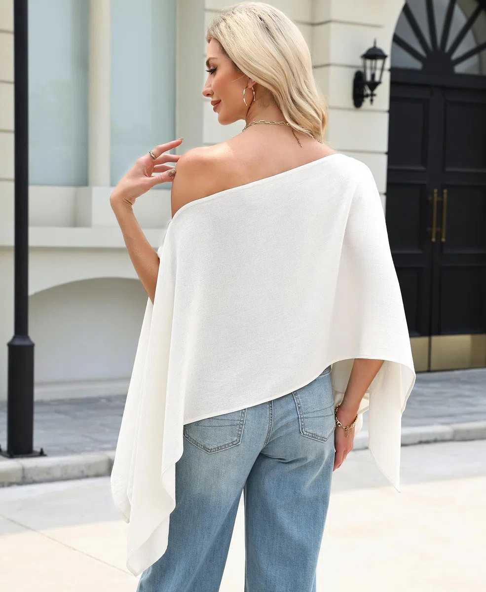 Poncho Damen Schulterfreies Oberteil Cape Vielseitig Tragbar Sommer