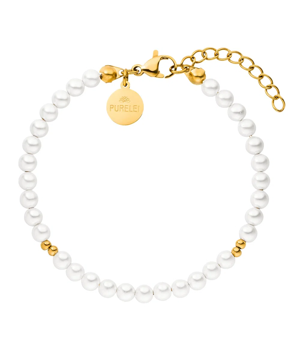 Purelei Finesse Armband, Damen Armband aus Edelstahl mit Süßwasserperlen, Wasserfestes Armband für Frauen mit kleinen Verzierungen, Lange verstellbar 16-19 cm