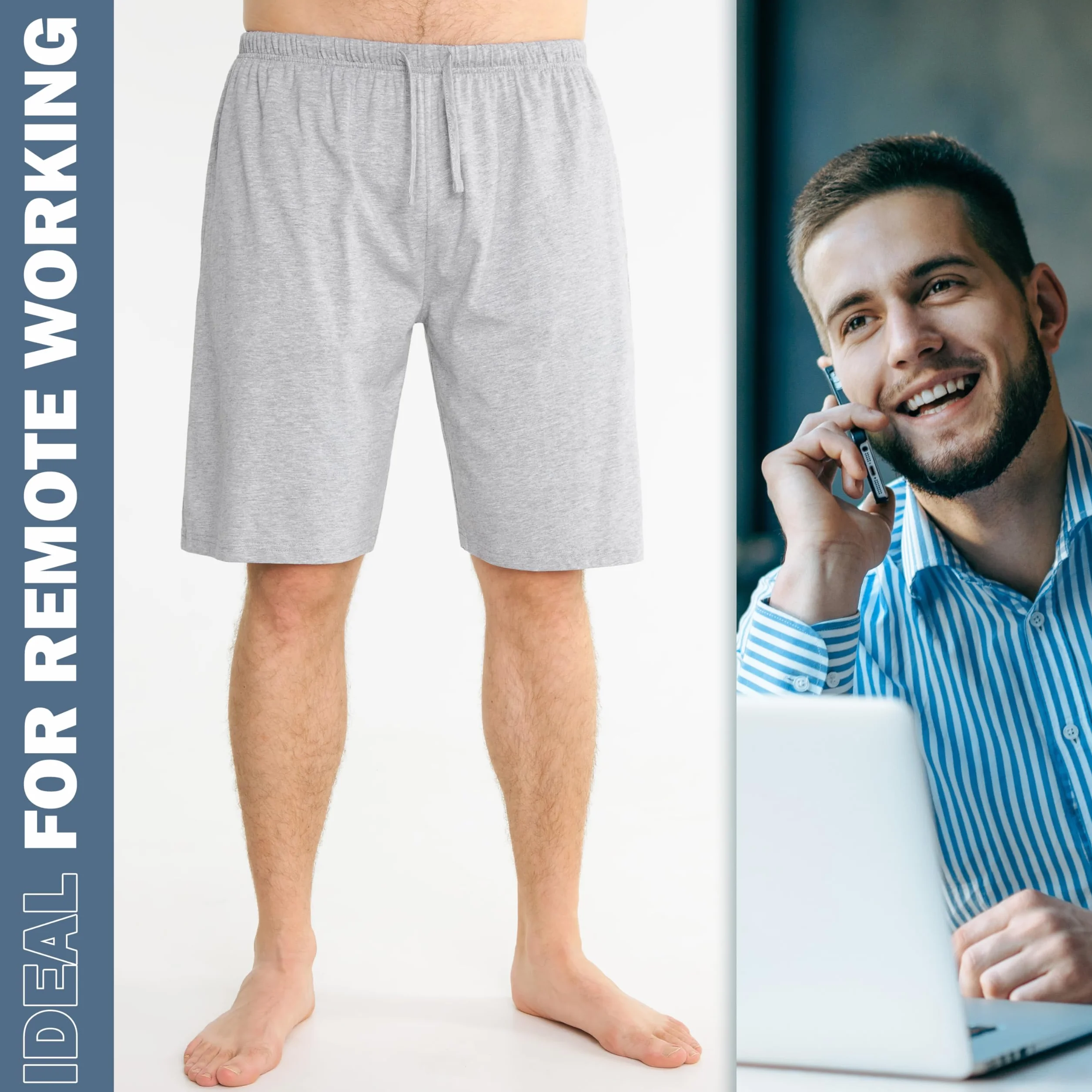 CityComfort Schlafanzug Herren Kurz M-4XL, 2er Pack Pyjama Shorts Herren Sommer mit Gummizug und Taschen, Freizeithose Loungewear, Geschenke für Männer