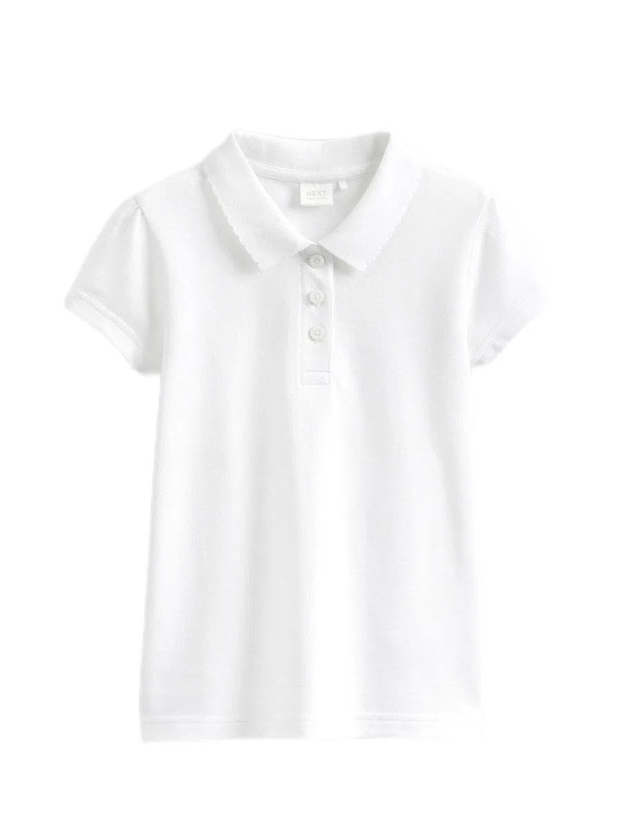 Listers Schoolwear Weißes Schul-Poloshirt für Mädchen, Alter 3–16 Jahre, 100 % Baumwolle, einfarbig, PE