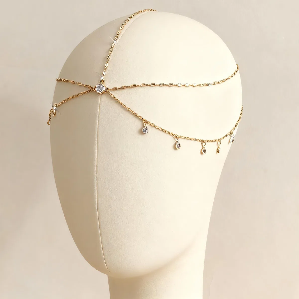 Goldene Haarkette für Frauen - Indisches Stirnschmuck-Pendant, Braut-Haaraccessoire (Goldfarben)