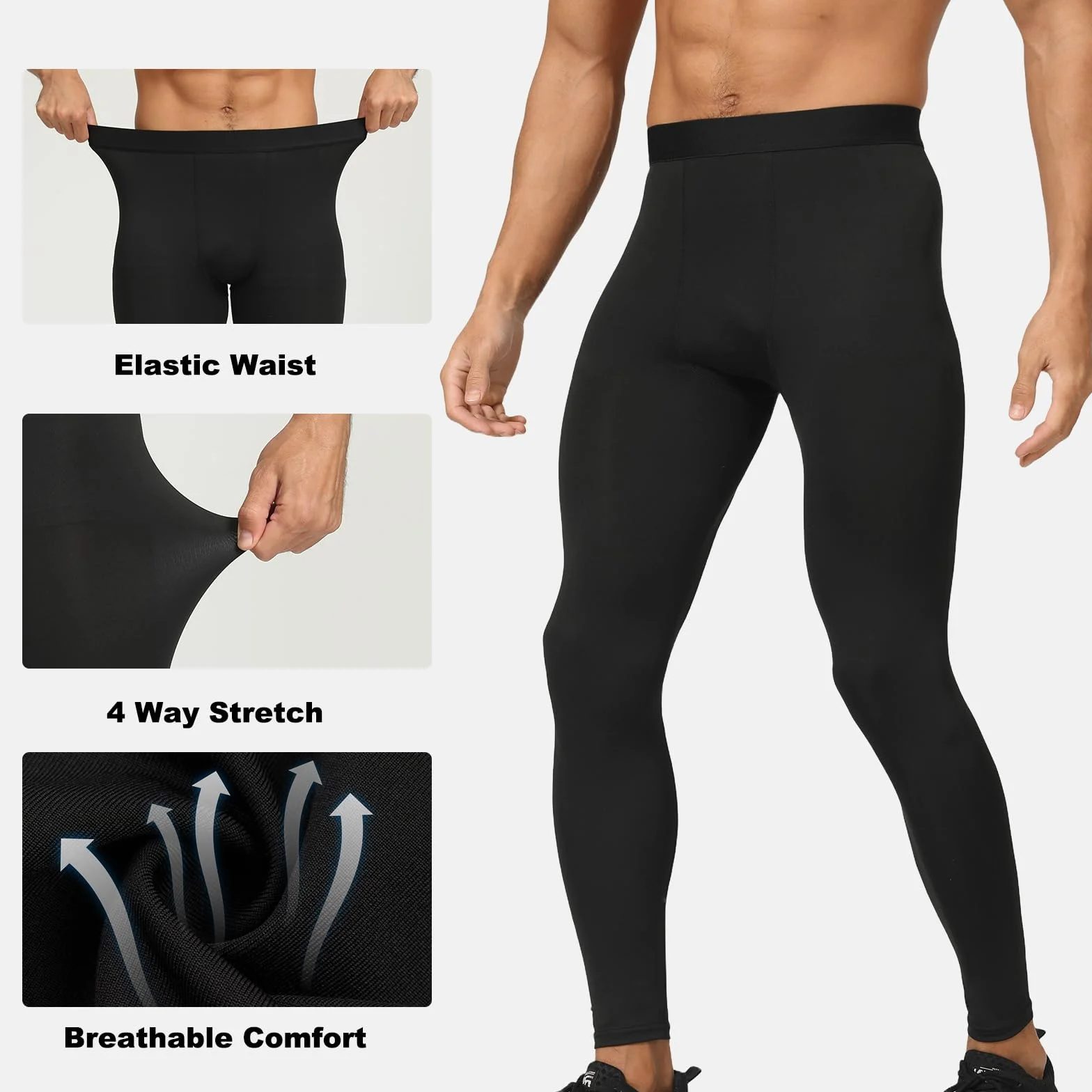 HYCOPROT Kompressionshose Herren Schnelltrocknende Laufhose Sport Leggings Atmungsaktiv Funktionsunterhose Tight Hose für Basketball Fitness Joggen
